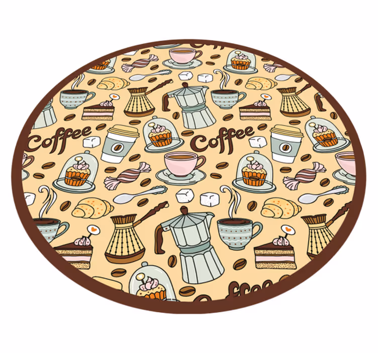 Tapete vinílico cozinha design redondo de café - TenStickers