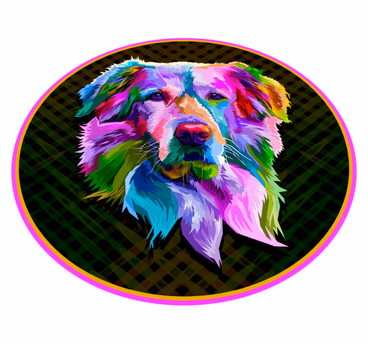 Tapete vinílico de animais arte canina colorida - TenStickers