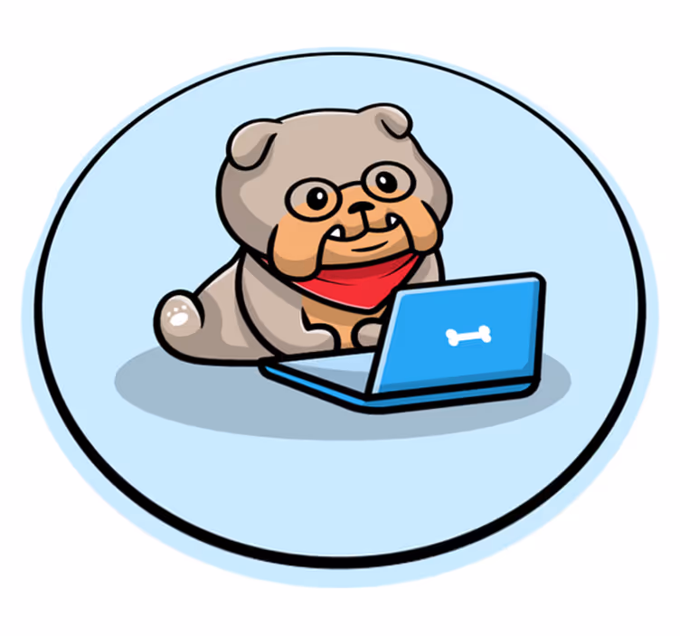 Tapete vinílico de animais cachorrinho com computador - TenStickers