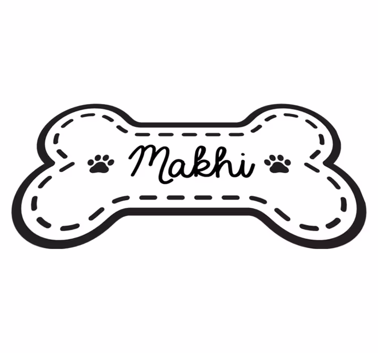 Tapete vinílico com nome formato de osso de cachorro - TenStickers