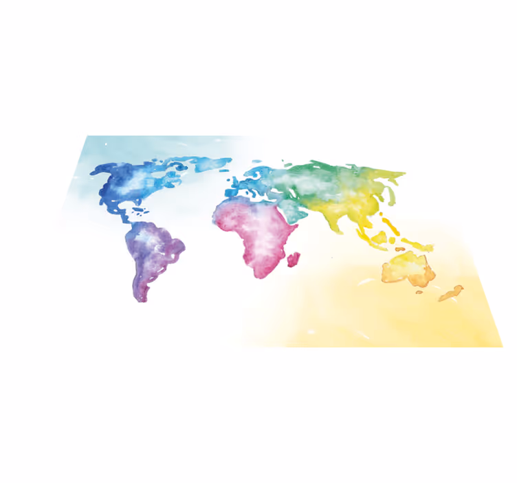 Tapete vinílico de mapa mundial mapa global vibrante - TenStickers