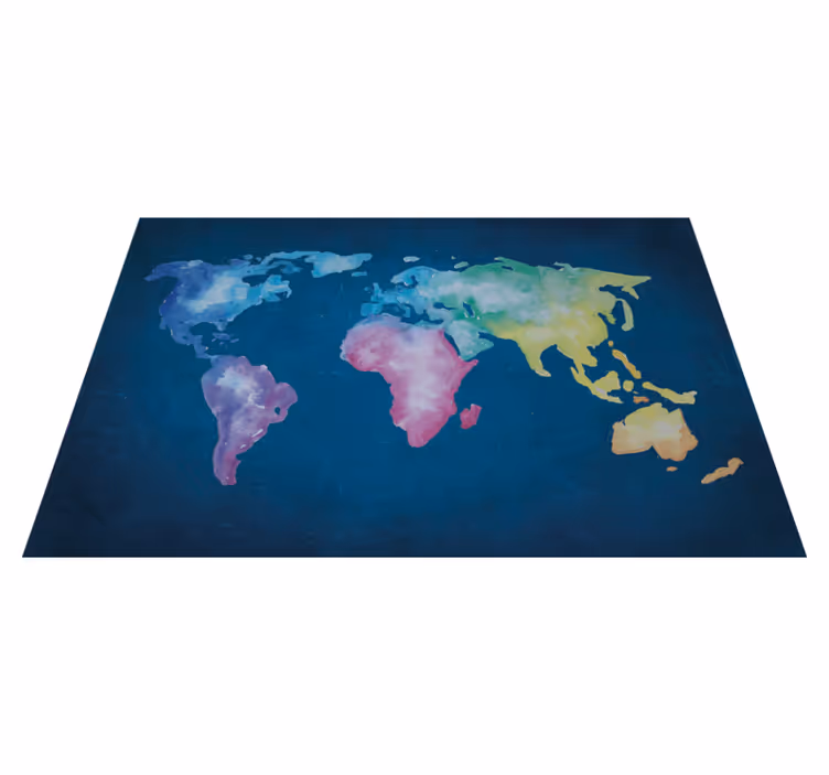 Tapete vinílico de mapa mundial em aquarela - TenStickers
