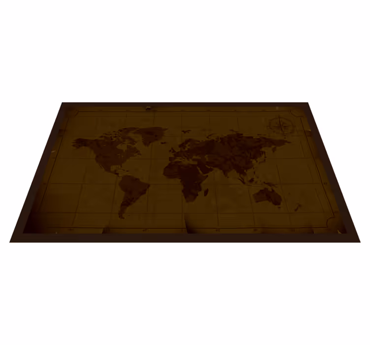 Tapete vinílico de mapa mundial design marrom antigo - TenStickers