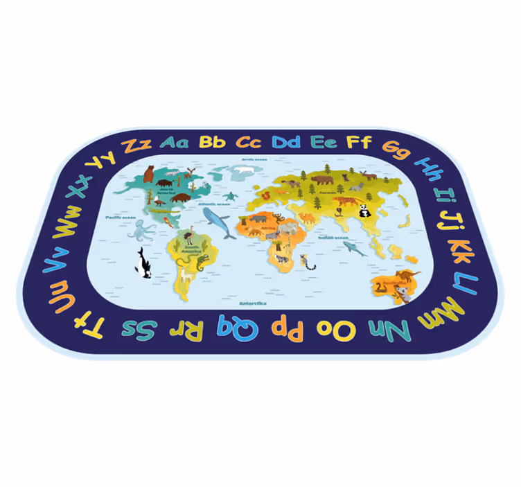 Para crianças com tapete de mapa-múndi alfabeto - TenStickers