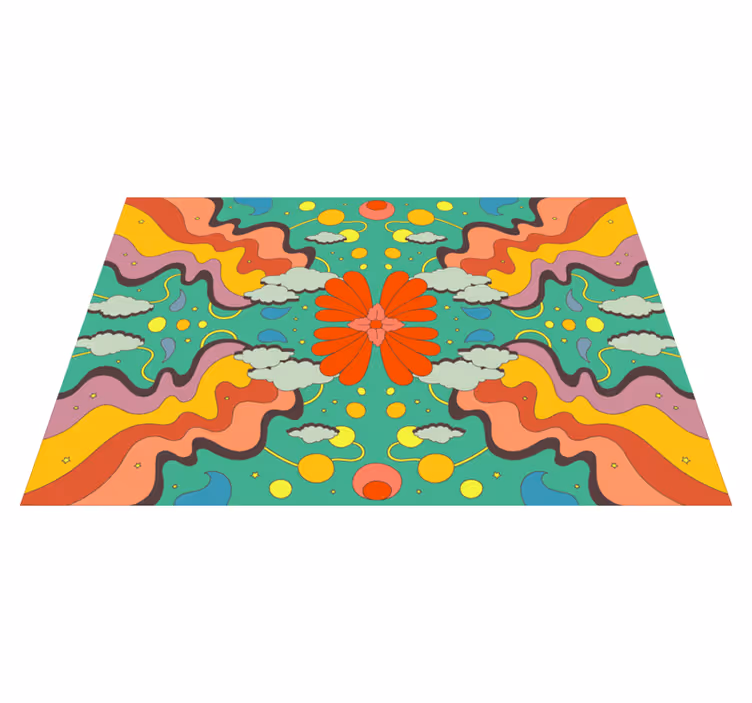 Tapete vinílico natureza ondas florais vibrantes - TenStickers