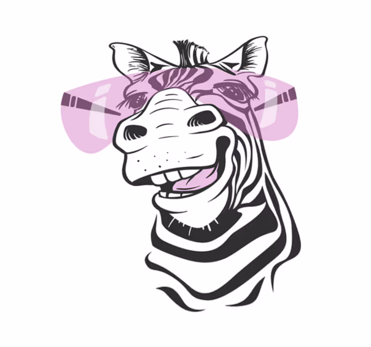 Tapete vinílico de animais rosto de zebra sorridente - TenStickers