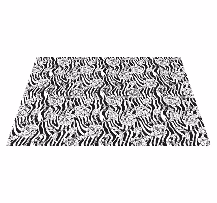 Tapete vinílico estampa de animal padrão de zebra floral - TenStickers