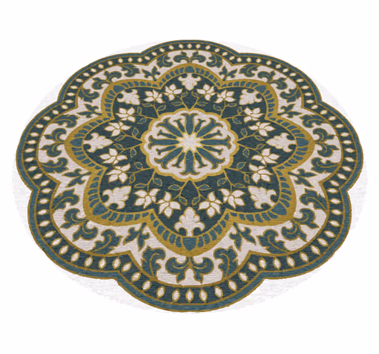 Tapete vinílico de mandala motivo floral verde circular - TenStickers