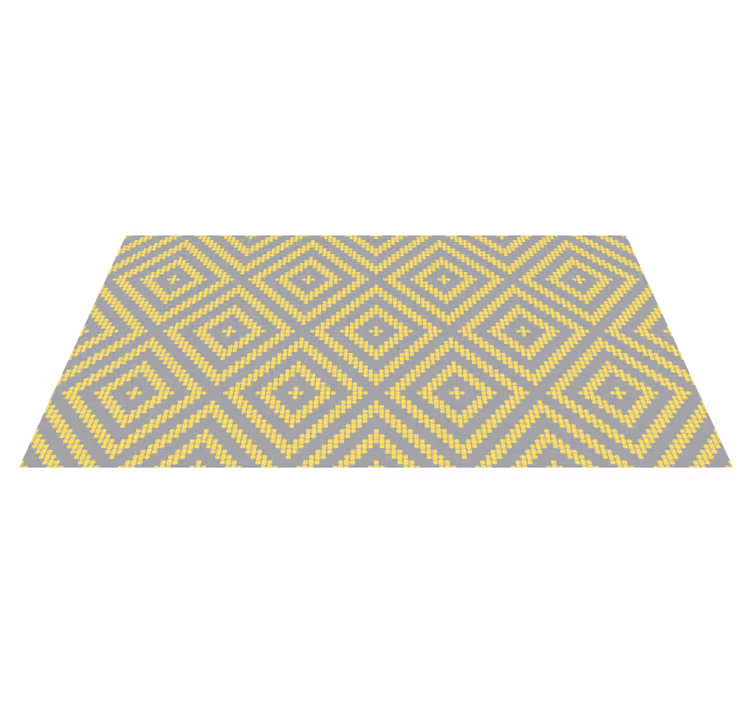 Tapete vinílico geométricas padrão quadrado amarelo e cinza - TenStickers
