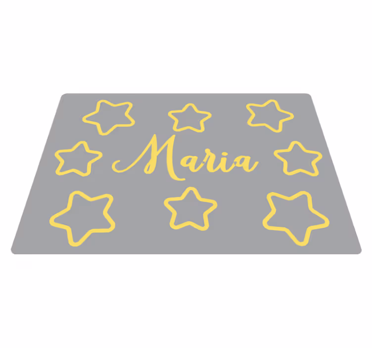 Tapete em vinil infantil nome amarelo estrelado - TenStickers