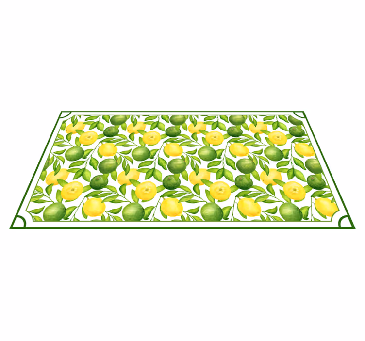 Tapete vinílico cozinha padrão de folhas cítricas - TenStickers