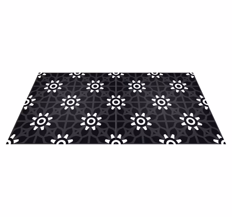 Tapete vinílico preto estampa floral branca - TenStickers