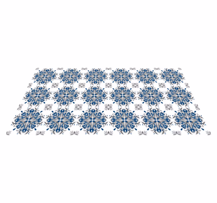 Tapete vinílico mosaico floral azul elegante - TenStickers