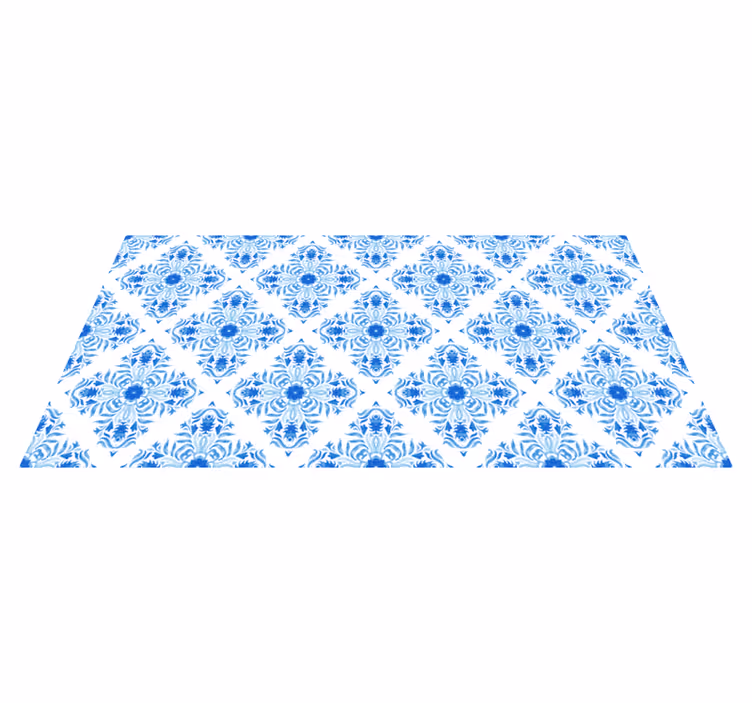 Tapete vinílico mosaico motivo botânico azul - TenStickers