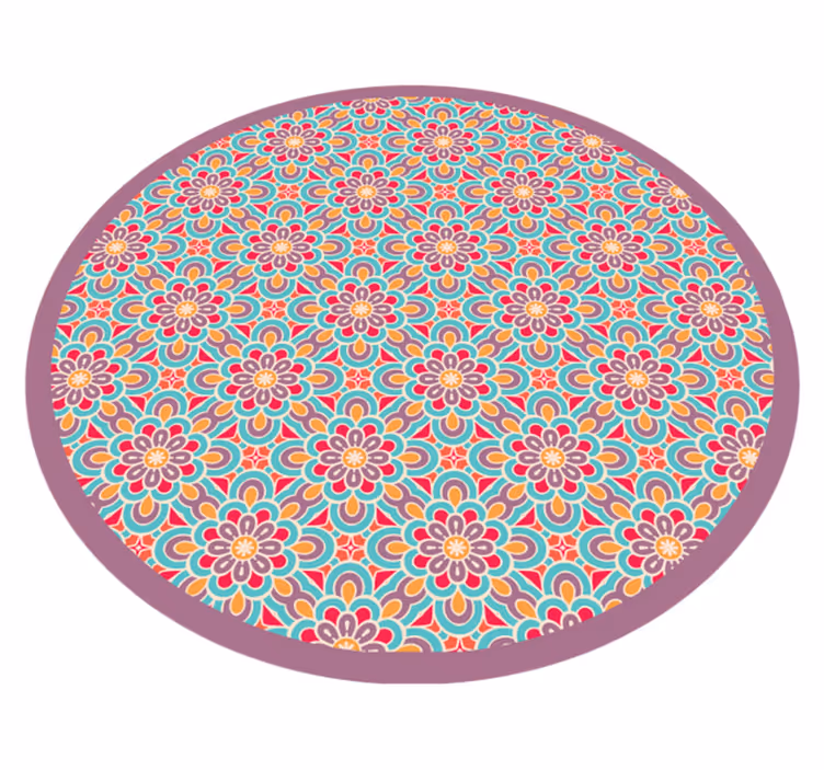 Tapete vinílico de mandala padrão de flores vibrantes - TenStickers