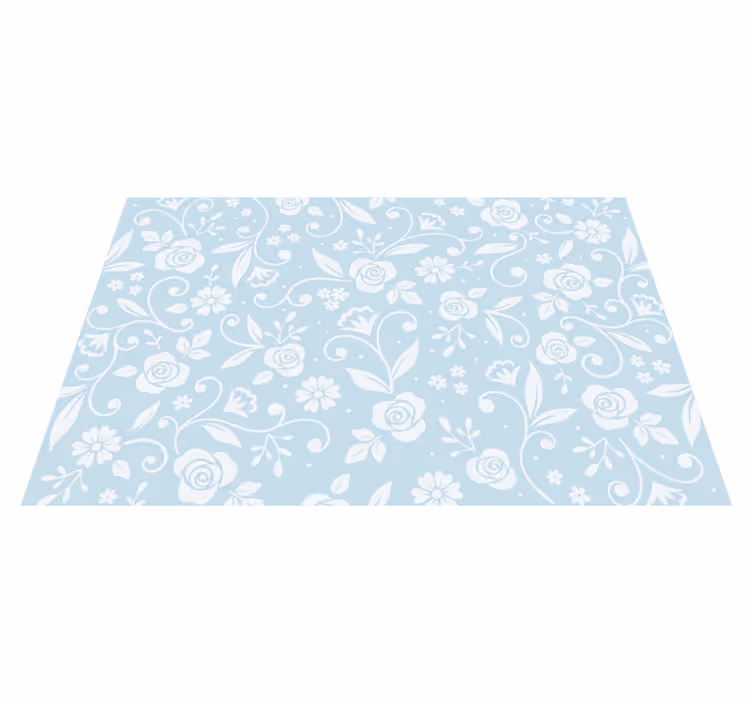 Tapete vinílico flores e plantas padrão floral azul - TenStickers
