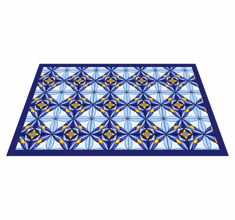 Tapete vinílico azulejos padrão azul vibrante - TenStickers