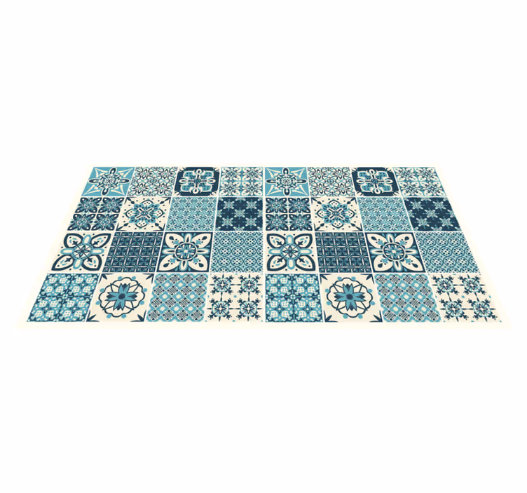 Tapete vinílico azulejos padrão floral turquesa - TenStickers