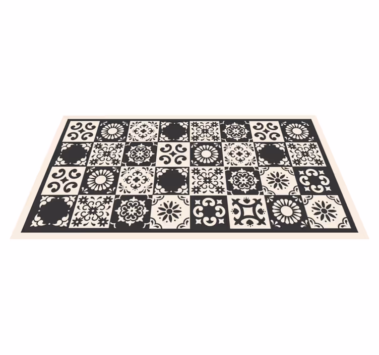 Tapete de vinil branco e preto com azulejos espanhóis - TenStickers