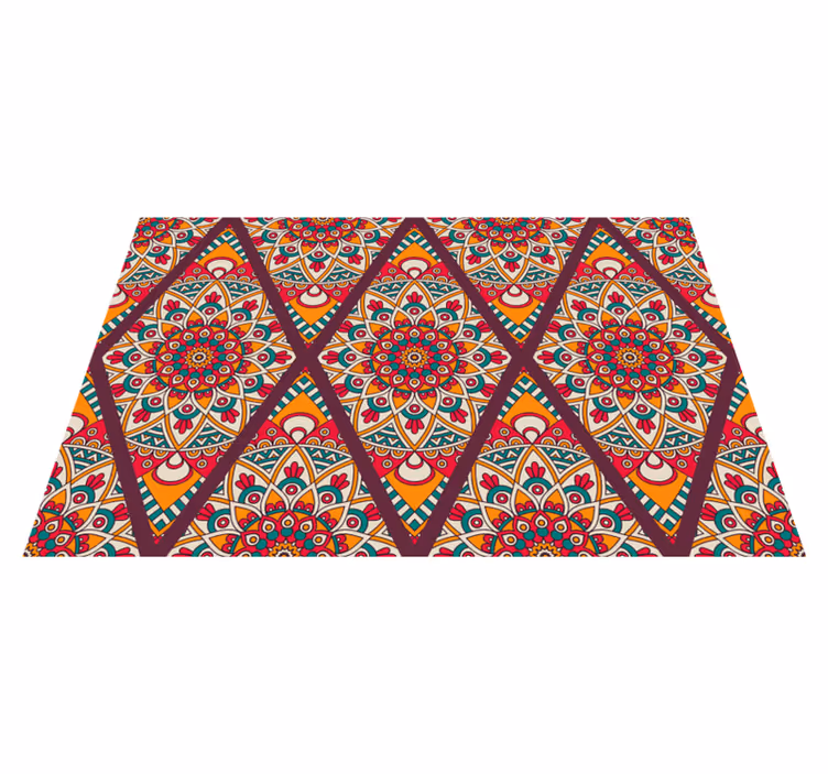 Tapete vinílico de mandala motivo de azulejo colorido - TenStickers