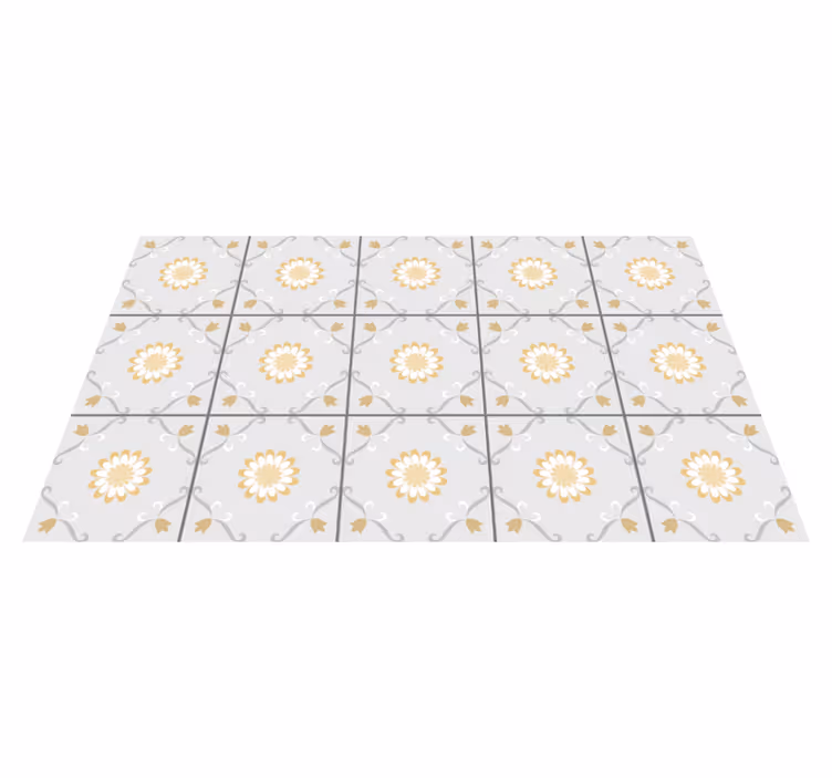 Cozinha de azulejos cinza e amarelo chão de cozinha - TenStickers