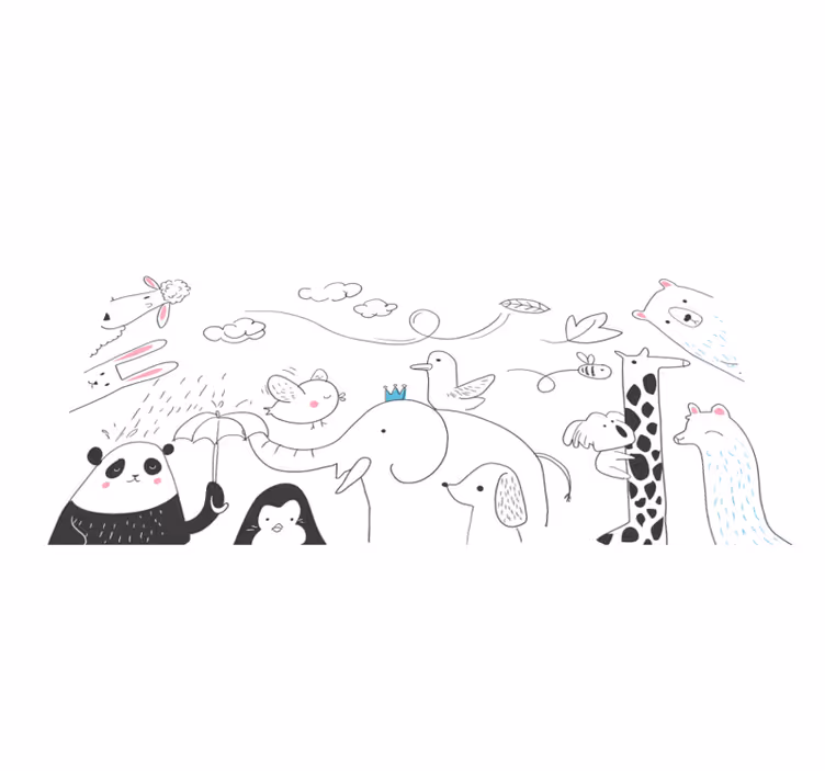 Tapete vinílico para bebés amigos animais minimalistas - TenStickers