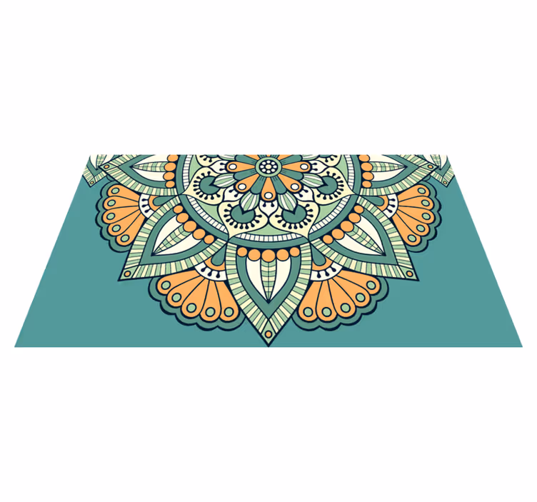 Tapete vinílico de mandala com motivo floral meia - TenStickers