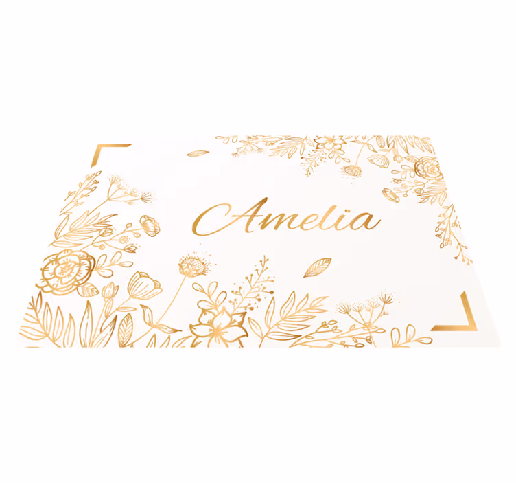 Tapete vinílico com nome boas-vindas personalizadas florais - TenStickers