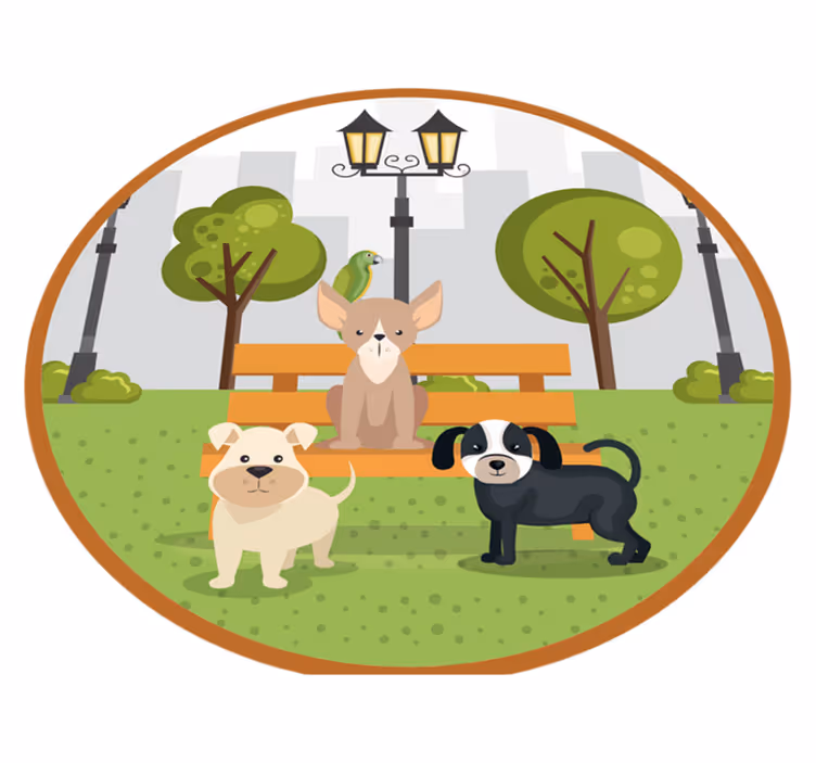 Tapete vinílico de animais cães no parque - TenStickers