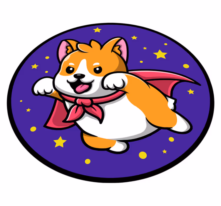 Tapete vinílico infantis super-herói corgi - TenStickers