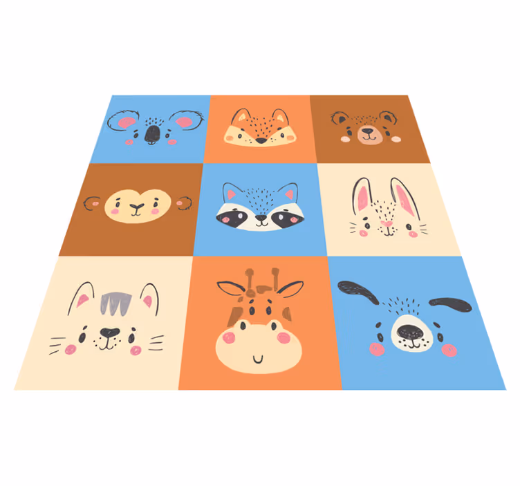 Tapete em vinil infantil azulejos de animais bebês - TenStickers