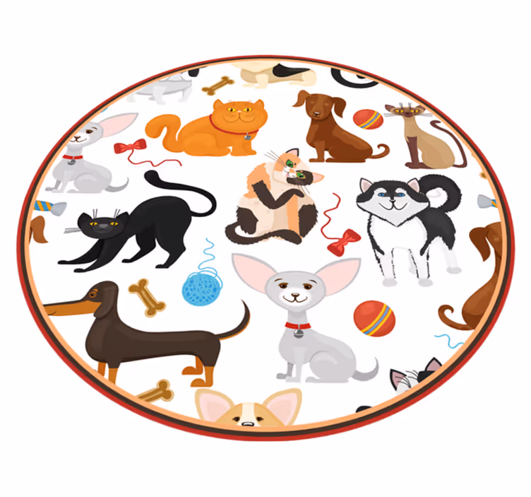 Tapete vinílico infantis animais de estimação brincalhões - TenStickers