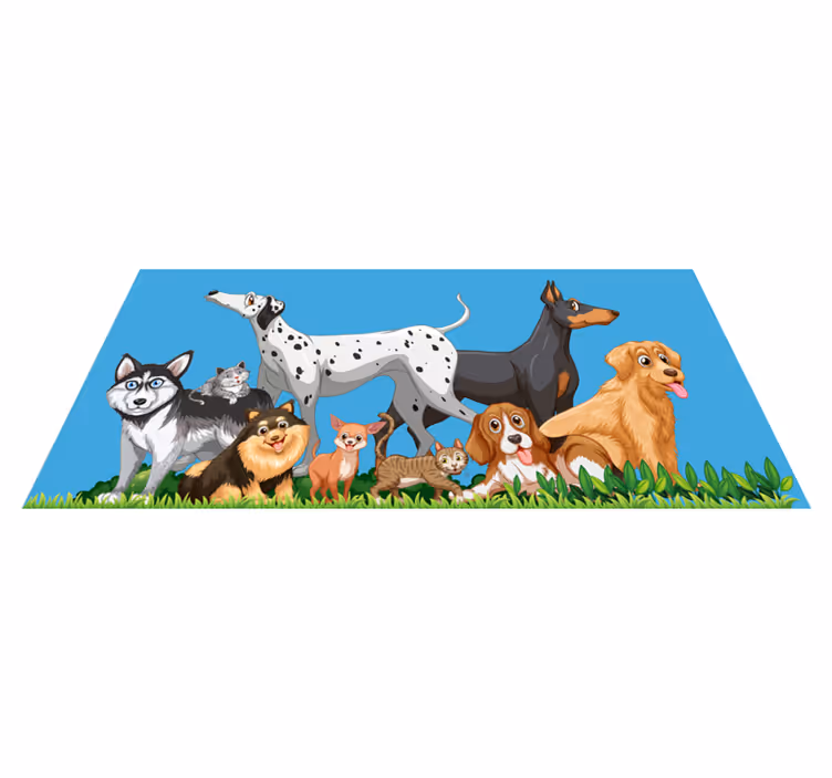 Tapete em vinil infantil cães reunidos - TenStickers