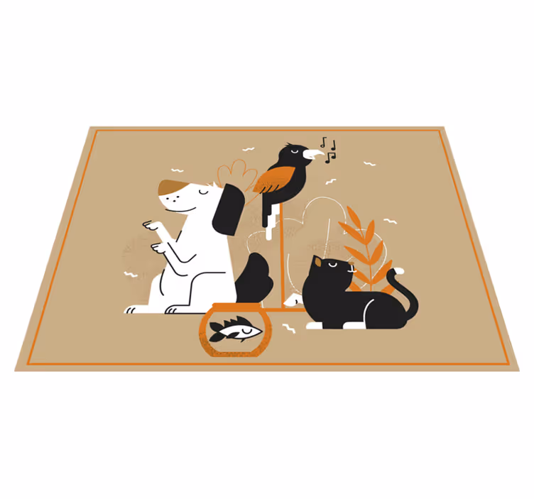 Tapete vinílico de animais ilustração em bege - TenStickers
