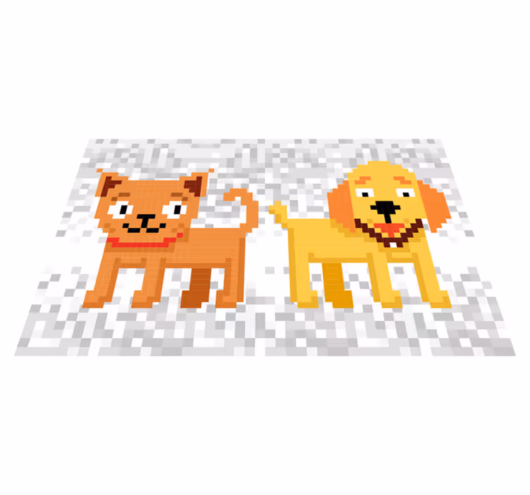 Tapete em vinil infantil amigos de estimação pixelados - TenStickers