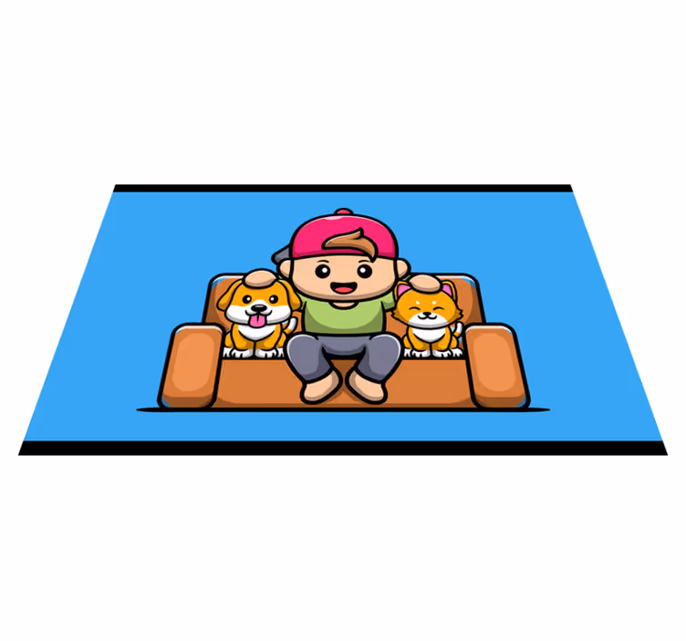Tapete vinílico infantis menino com animais de estimação - TenStickers