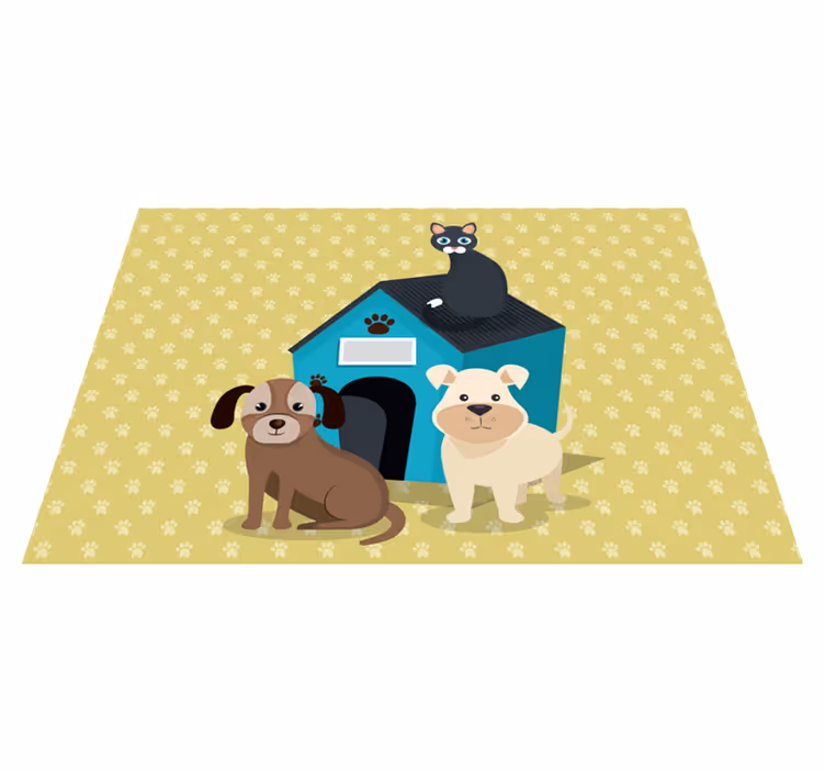 Tapete vinílico de animais cães em casa - TenStickers