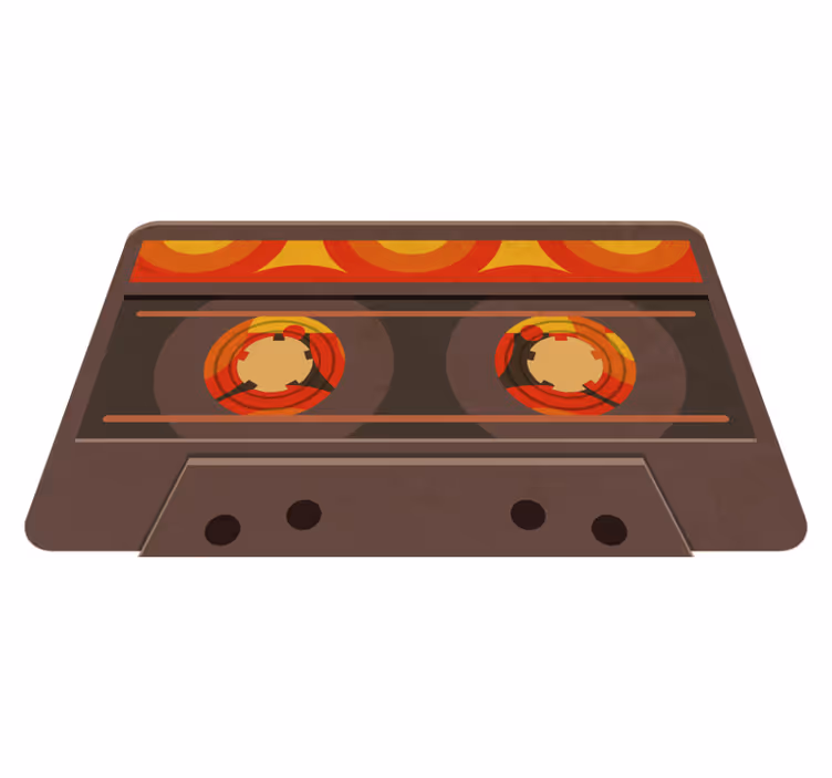Tapete vinílico moderno ilustração de cassete retrô - TenStickers