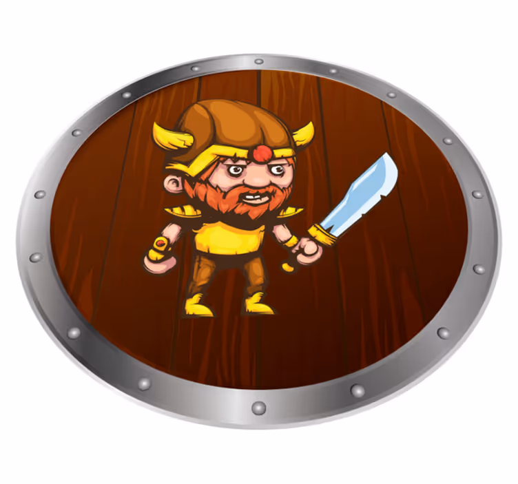 Tapete em vinil infantil guerreiro viking em fundo marrom - TenStickers