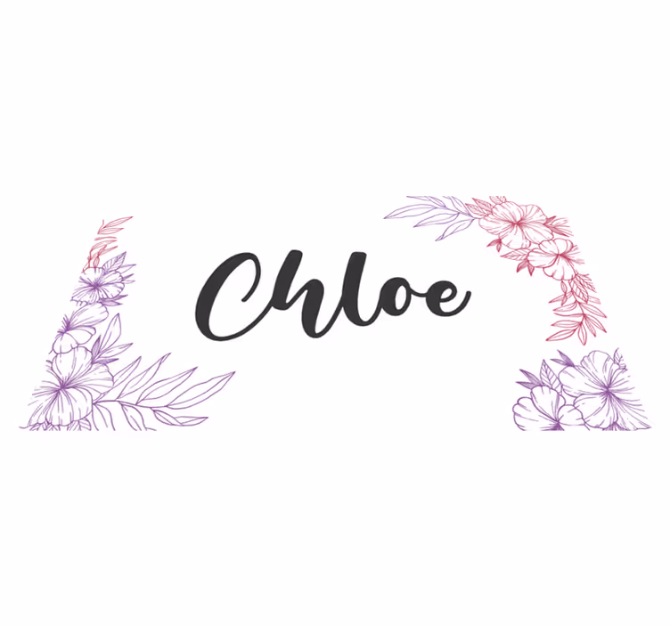 Tapete vinílico juvenil nome personalizado floral - TenStickers