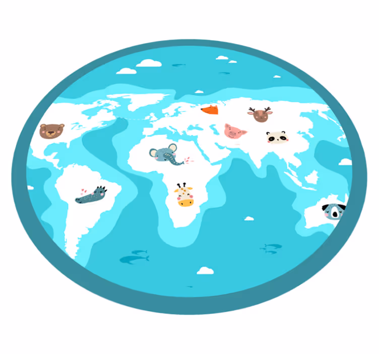 Tapete em vinil infantil mapa mundial de animais - TenStickers