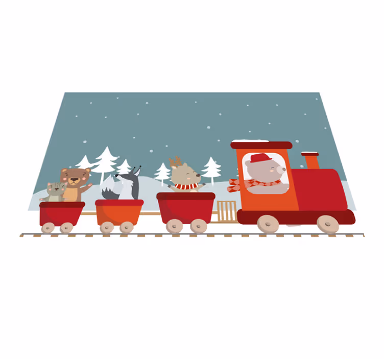 Tapete em vinil infantil aventura de trem animal - TenStickers