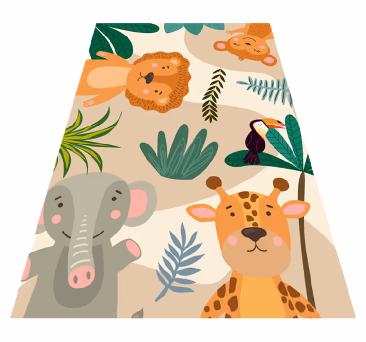 Animais da selva nórdica infantil tapete de vinil infantil - TenStickers
