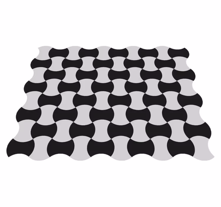 Tapete de ladrilhos de xadrez preto e branco redemoinho - TenStickers