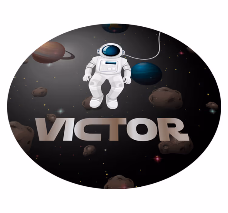 Tapete em vinil infantil astronauta do universo com nome - TenStickers