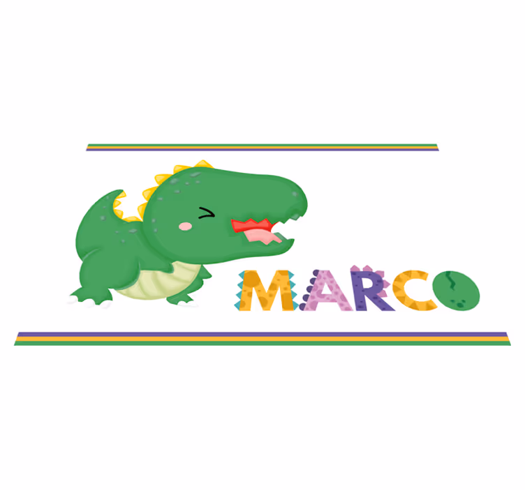Tapete vinílico com nome bebê t-rex personalizado com nome - TenStickers