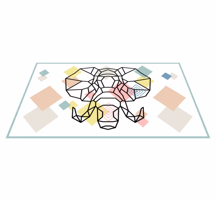 Tapete vinílico moderno cabeça de elefante de origami - TenStickers