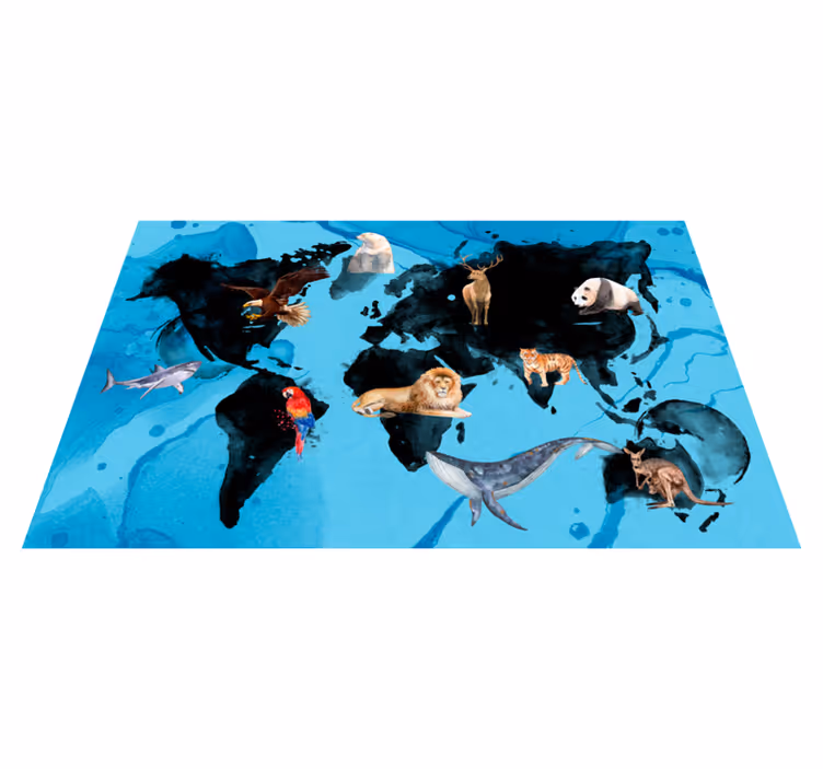 Tapete em vinil infantil vida selvagem azul e preta - TenStickers