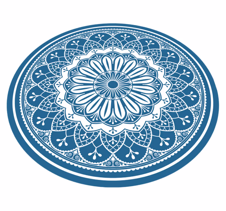 Grande mandala no tapete de vinil mandala azul - TenStickers