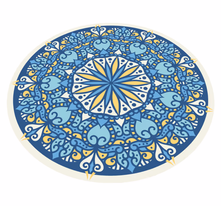 Tapete vinílico de mandala motivo azul intrincado - TenStickers